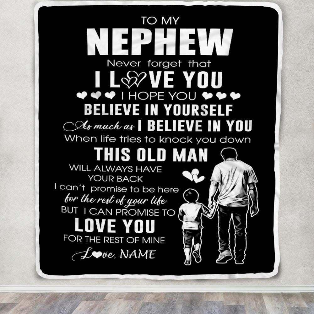 Personalized To My Nephew Blanket From Uncle This Old Man Love You Nephew Birthday Gifts Graduation Christmas Customized Bed Fleece Throw Blanket | siriusteestore