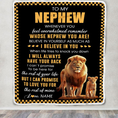 Personalized To My Nephew Blanket From Uncle Whenever You Feel Lion Nephew Birthday Gifts Graduation Christmas Customized Fleece Throw Blanket | siriusteestore