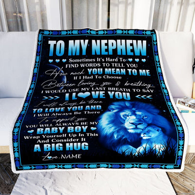 Personalized To My Nephew Blanket From Uncle You Mean Yo Me My Baby Boy Lion Nephew Birthday Graduation Christmas Customized Bed Fleece Throw Blanket | siriusteestore