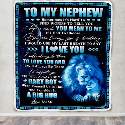 Personalized To My Nephew Blanket From Uncle You Mean Yo Me My Baby Boy Lion Nephew Birthday Graduation Christmas Customized Bed Fleece Throw Blanket | siriusteestore