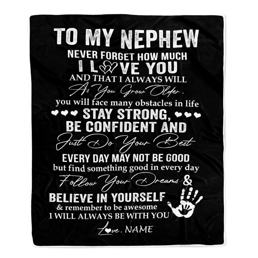 Personalized To My Nephew Blanket I Love You Forever From Aunt Auntie Uncle Nephew Birthday Christmas Thanksgiving Graduation Customized Fleece Blanket | siriusteestore