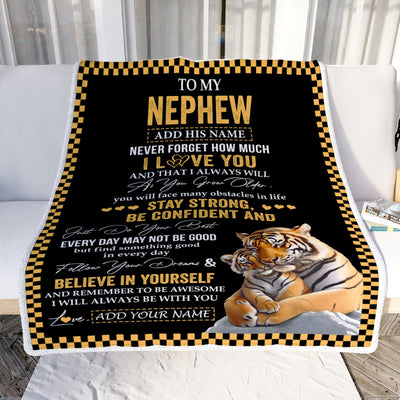 Personalized To My Nephew Blanket Tiger I Love You Forever From Aunt Auntie Uncle Nephew Birthday Gifts Christmas Graduation Customized Fleece Blanket | siriusteestore
