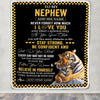 Personalized To My Nephew Blanket Tiger I Love You Forever From Aunt Auntie Uncle Nephew Birthday Gifts Christmas Graduation Customized Fleece Blanket | siriusteestore