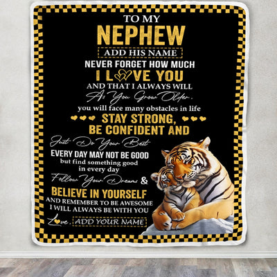 Personalized To My Nephew Blanket Tiger I Love You Forever From Aunt Auntie Uncle Nephew Birthday Gifts Christmas Graduation Customized Fleece Blanket | siriusteestore