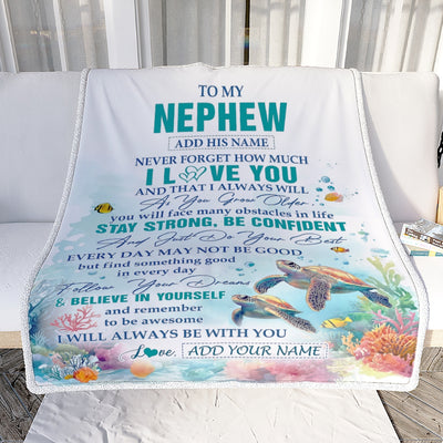Personalized To My Nephew Blanket Turtle I Love You Forever From Aunt Auntie Uncle Nephew Birthday Gifts Christmas Graduation Customized Fleece Blanket | siriusteestore