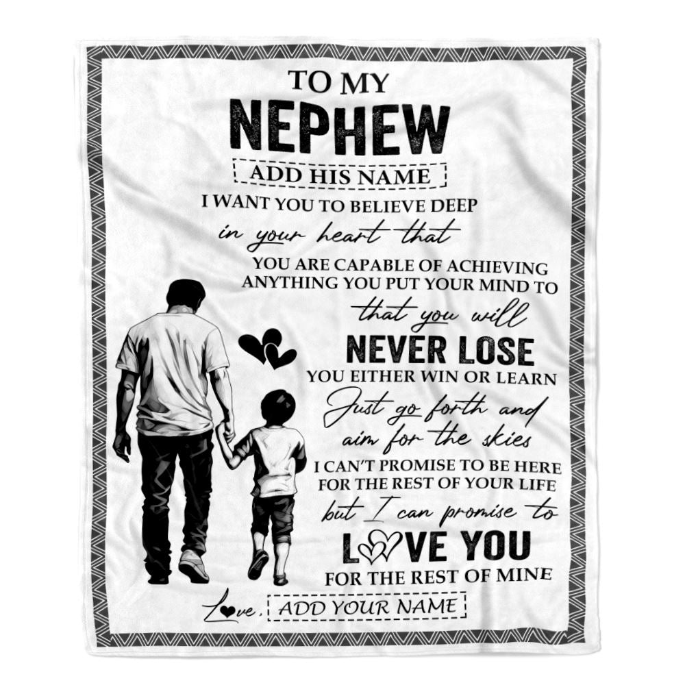 Personalized To My Nephew Blanket You Will Never Lose From Uncle Nephew Birthday Gifts Graduation Christmas Customized Fleece Throw Blanket | siriusteestore