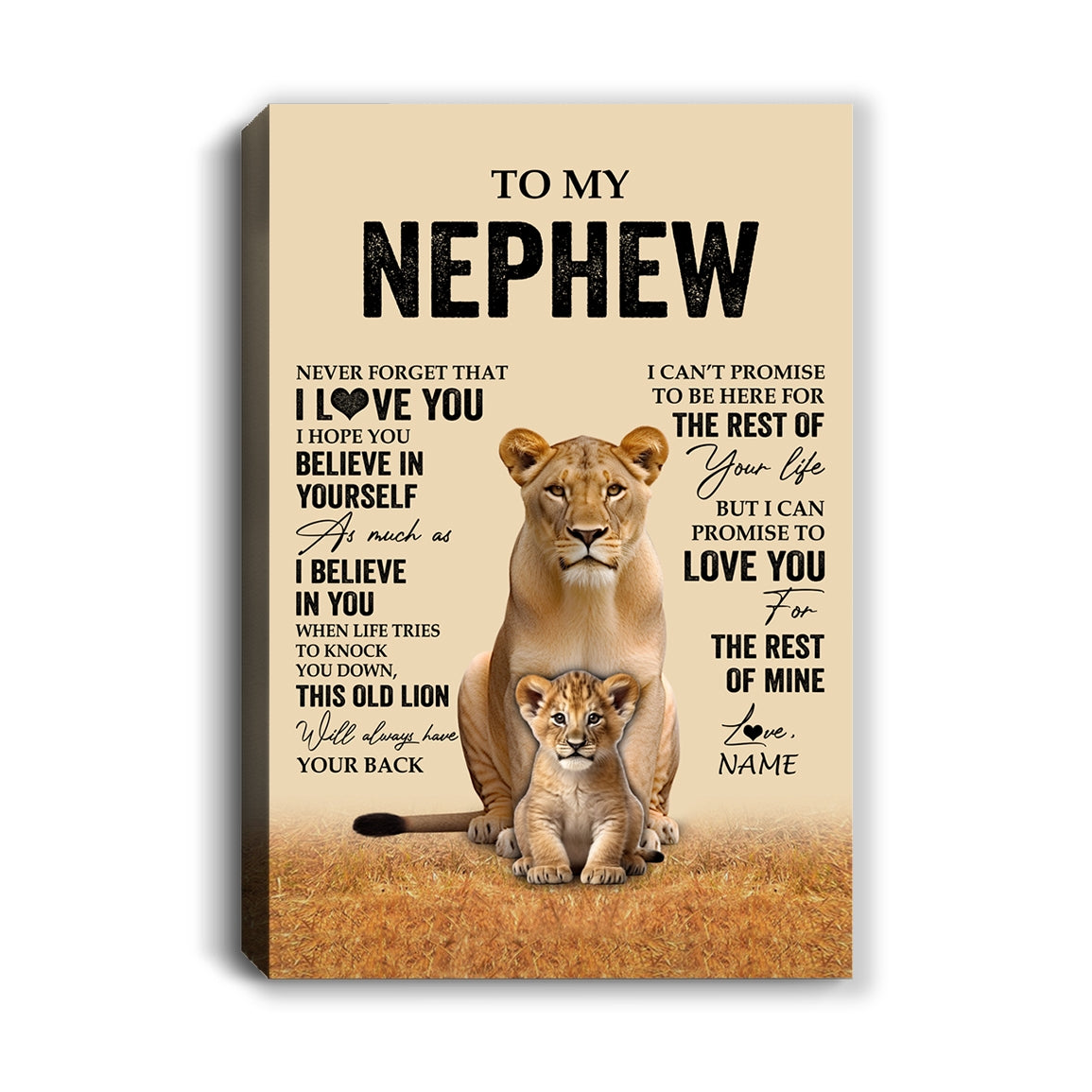 Personalized To My Nephew Canvas From Aunt Auntie Lion Never Forget That I Love You Niece Birthday Gifts Gifts Graduation Christmas Custom Wall Art Print Framed Canvas | siriusteestore