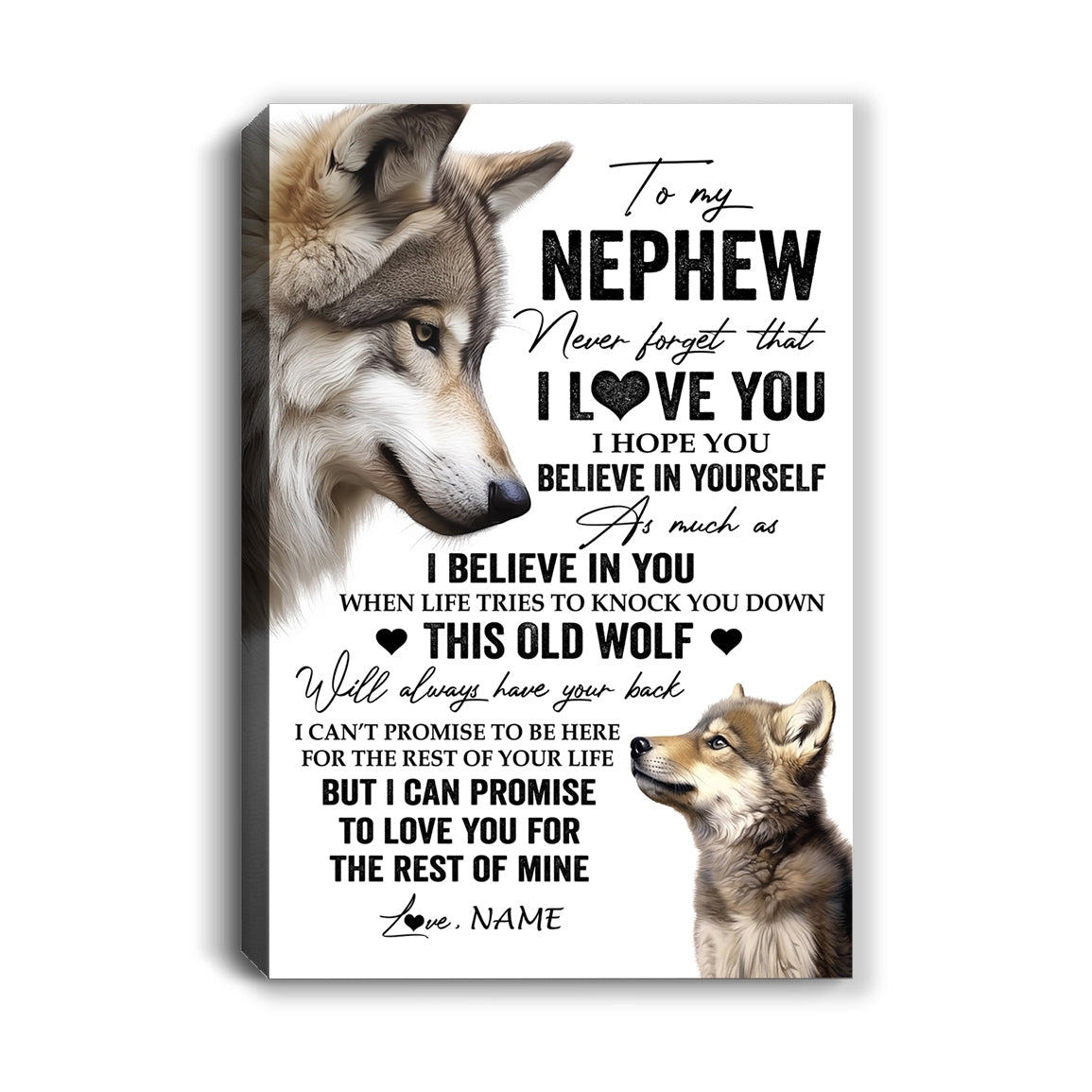 Personalized To My Nephew Canvas From Uncle Aunt Auntie This Old Wolf Love You Nephew Birthday Gifts Graduation Christmas Custom Wall Art Print Framed Canvas | siriusteestore