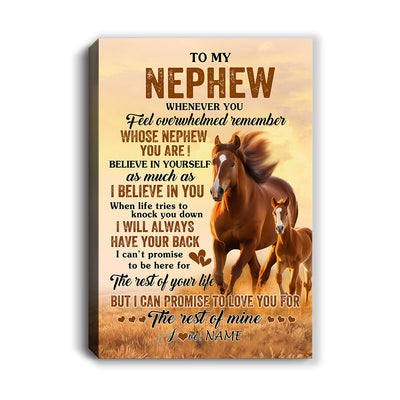 Personalized To My Nephew Canvas From Uncle Aunt Auntie Whenever You Feel Horse Nephew Birthday Gifts Graduation Christmas Custom Wall Art Print Framed Canvas | siriusteestore