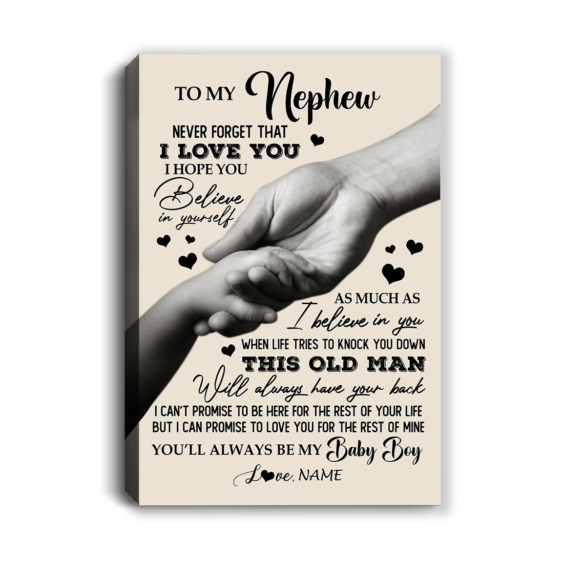 Personalized To My Nephew Canvas From Uncle Never Forget That I Love You Nephew For Birthday Gifts Graduation Christmas Custom Wall Art Print Framed Canvas | siriusteestore