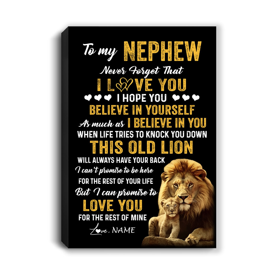 Personalized To My Nephew Canvas From Uncle This Old Lion Love You Nephew Birthday Gifts Graduation Christmas Custom Wall Art Print Framed Canvas | siriusteestore