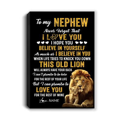 Personalized To My Nephew Canvas From Uncle This Old Lion Love You Nephew Birthday Gifts Graduation Christmas Custom Wall Art Print Framed Canvas | siriusteestore