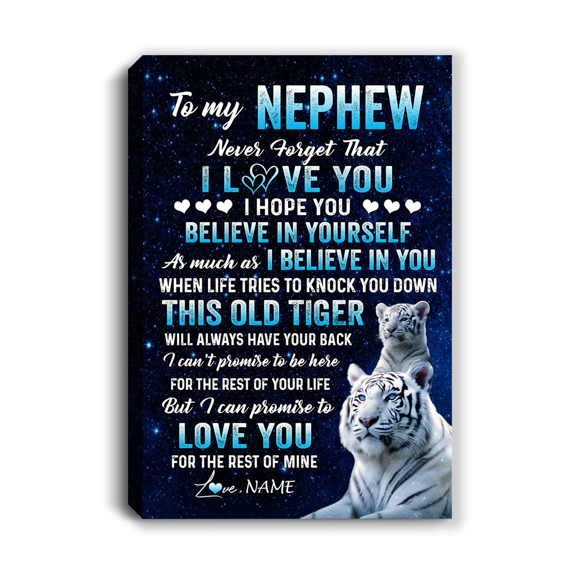 Personalized To My Nephew Canvas Gift From Aunt Uncle This Old Tiger Love You Nephew Birthday Gifts Graduation Christmas Custom Wall Art Print Framed Canvas | siriusteestore