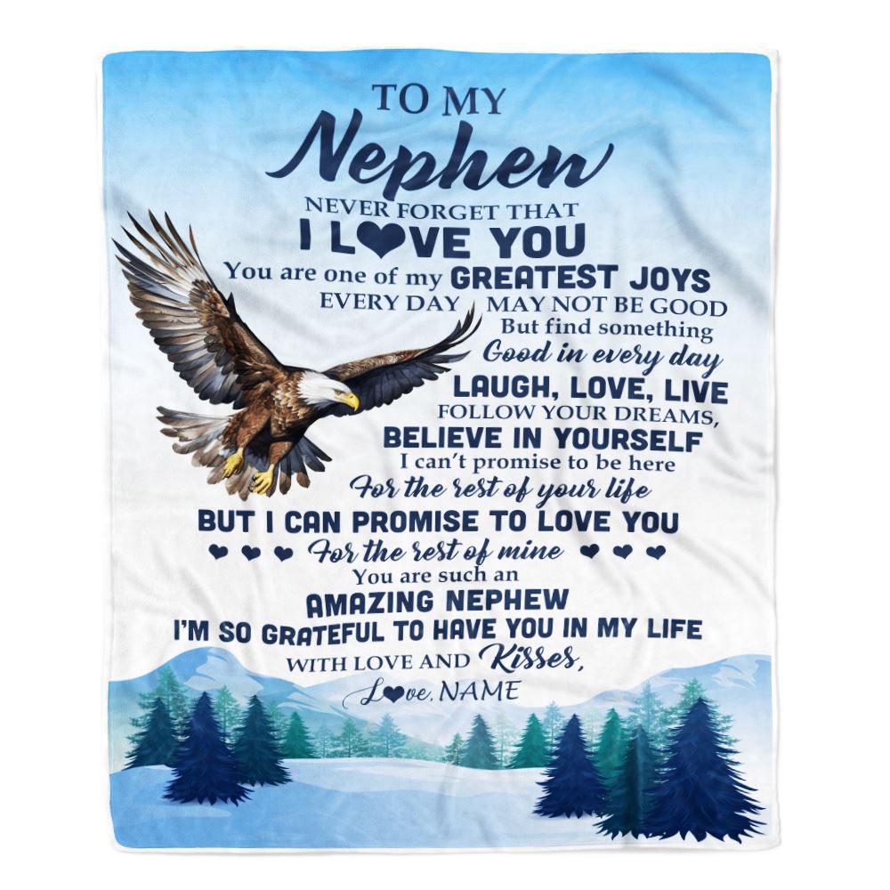 Personalized To My Nephew Eagle Blanket From Aunt Uncle Never Forget That I Love You Nephew Gift Birthday Graduation Christmas Customized Gift Fleece Blanket | siriusteestore