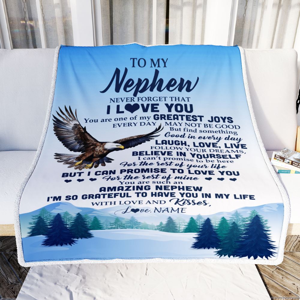 Personalized To My Nephew Eagle Blanket From Aunt Uncle Never Forget That I Love You Nephew Gift Birthday Graduation Christmas Customized Gift Fleece Blanket | siriusteestore