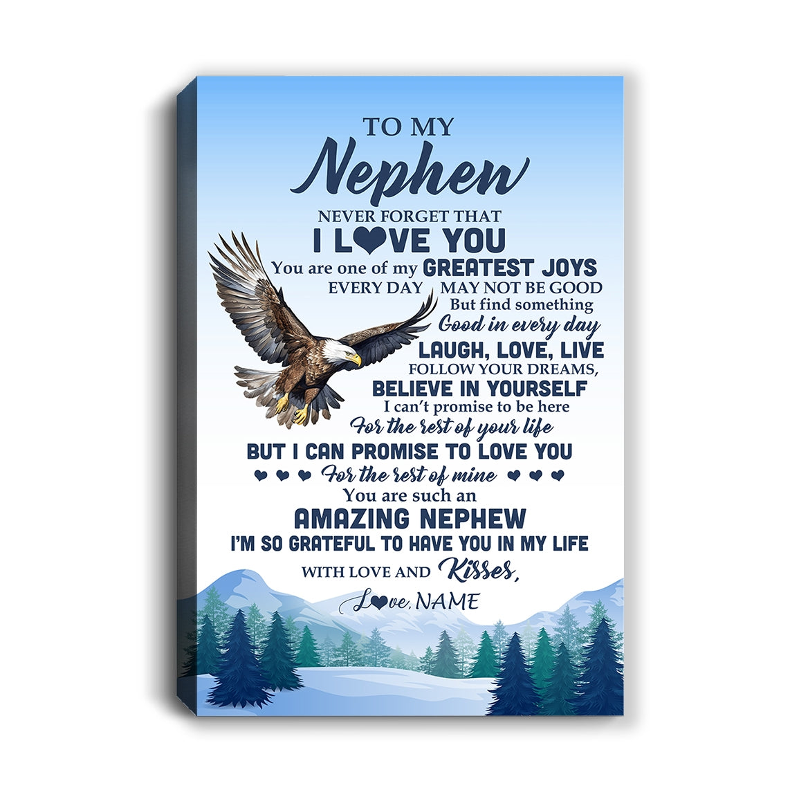 Personalized To My Nephew Eagle Canvas From Aunt Uncle Never Forget That I Love You Nephew Gift Birthday Graduation Christmas Custom Wall Art Print Framed Canvas | siriusteestore
