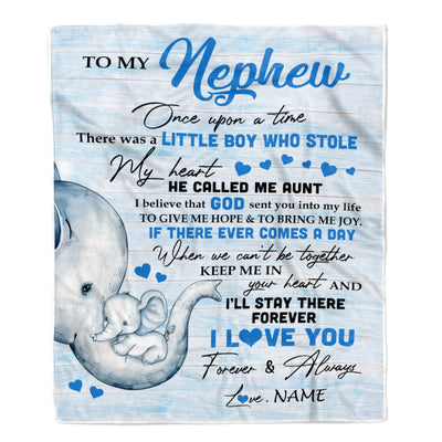 Personalized To My Nephew Elephant Blanket From Aunt Auntie I'll Stay There Forever Nephew Birthday Christmas Customized Bed Quilt Fleece Throw Blanket | siriusteestore