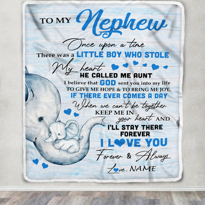 Personalized To My Nephew Elephant Blanket From Aunt Auntie I'll Stay There Forever Nephew Birthday Christmas Customized Bed Quilt Fleece Throw Blanket | siriusteestore