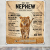 Personalized To My Nephew Gifts Blanket From Aunt Auntie Always Remember Lion Gifts For Nephew Birthday Graduation Christmas Customized Fleece Throw Blanket | siriusteestore