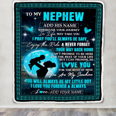 Personalized To My Nephew Gifts Blanket From Aunt Auntie Promise To Love You Gifts For Nephew Birthday Graduation Christmas Custom Fleece Throw Blanket | siriusteestore