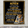Personalized To My Nephew Gifts Blanket From Aunt Uncle Auntie This Old Tiger Love You Nephew Birthday Gifts Graduation Christmas Customized Fleece Blanket | siriusteestore