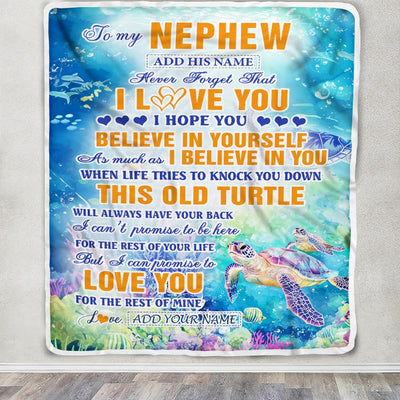 Personalized To My Nephew Gifts Blanket From Aunt Uncle Auntie This Old Turtle Love You Nephew Birthday Gifts Graduation Christmas Customized Fleece Blanket | siriusteestore