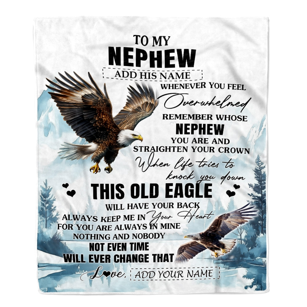 Personalized To My Nephew Gifts Blanket From Aunt Uncle Auntie Whenever Eagle Unique Birthday Gifts For Nephew Graduation Christmas Custom Fleece Throw Blanket | siriusteestore