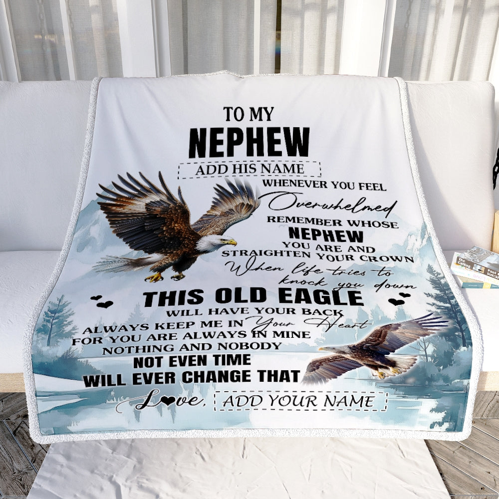Personalized To My Nephew Gifts Blanket From Aunt Uncle Auntie Whenever Eagle Unique Birthday Gifts For Nephew Graduation Christmas Custom Fleece Throw Blanket | siriusteestore