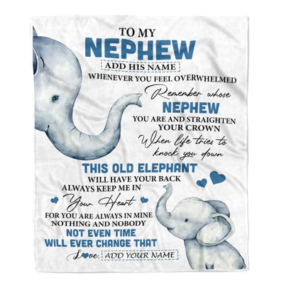 Personalized To My Nephew Gifts Blanket From Aunt Uncle Auntie Whenever Elephant Unique Birthday Gifts For Nephew Graduation Christmas Fleece Throw Blanket | siriusteestore