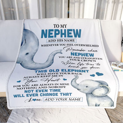 Personalized To My Nephew Gifts Blanket From Aunt Uncle Auntie Whenever Elephant Unique Birthday Gifts For Nephew Graduation Christmas Fleece Throw Blanket | siriusteestore