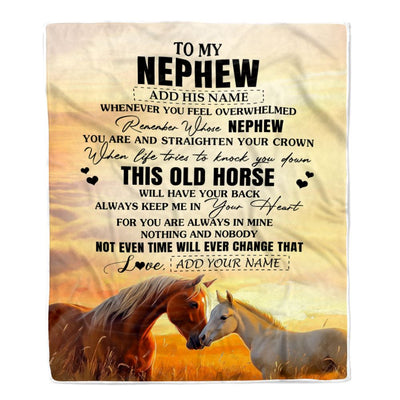 Personalized To My Nephew Gifts Blanket From Aunt Uncle Auntie Whenever Horse Unique Birthday Gifts For Nephew Graduation Christmas Custom Fleece Throw Blanket | siriusteestore