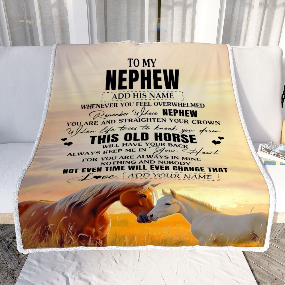 Personalized To My Nephew Gifts Blanket From Aunt Uncle Auntie Whenever Horse Unique Birthday Gifts For Nephew Graduation Christmas Custom Fleece Throw Blanket | siriusteestore