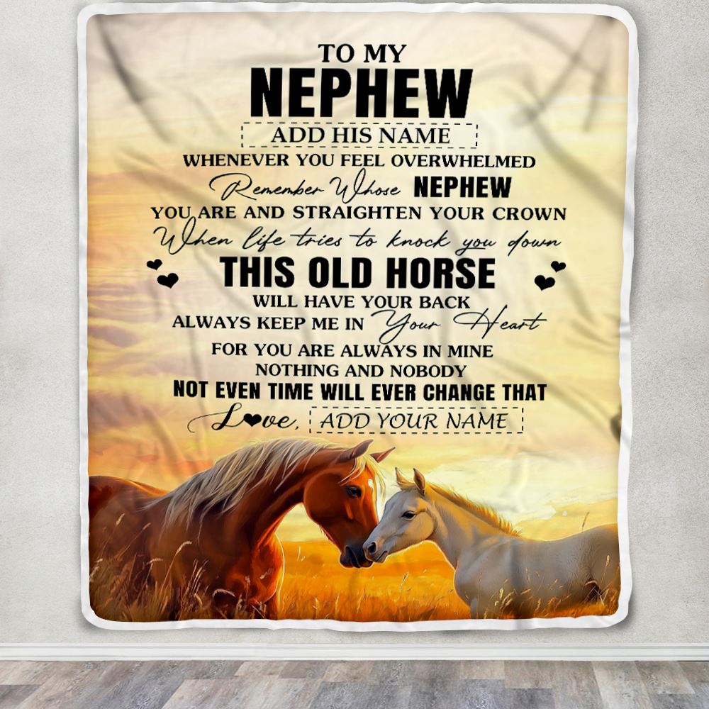 Personalized To My Nephew Gifts Blanket From Aunt Uncle Auntie Whenever Horse Unique Birthday Gifts For Nephew Graduation Christmas Custom Fleece Throw Blanket | siriusteestore