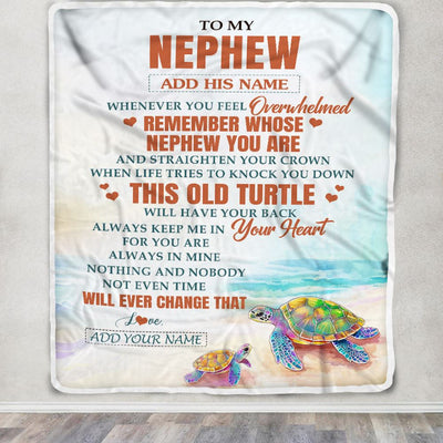 Personalized To My Nephew Gifts Blanket From Aunt Uncle Auntie Whenever Turtle Unique Birthday Gifts For Nephew Graduation Christmas Custom Fleece Throw Blanket | siriusteestore