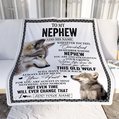Personalized To My Nephew Gifts Blanket From Aunt Uncle Auntie Whenever Wolf Unique Birthday Gifts For Nephew Graduation Christmas Custom Fleece Throw Blanket | siriusteestore