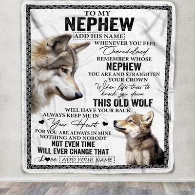 Personalized To My Nephew Gifts Blanket From Aunt Uncle Auntie Whenever Wolf Unique Birthday Gifts For Nephew Graduation Christmas Custom Fleece Throw Blanket | siriusteestore
