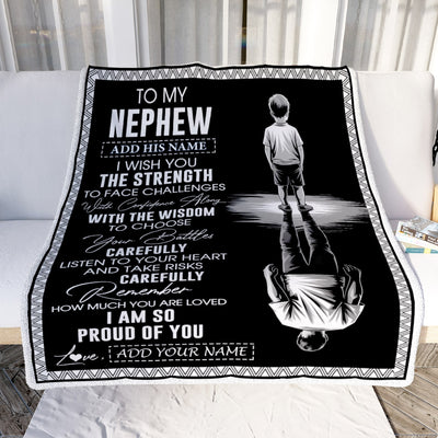 Personalized To My Nephew Gifts Blanket From Aunt Uncle I Wish You The Strength Aunt Nephew Birthday Gifts Christmas Graduation Custom Fleece Throw Blanket | siriusteestore