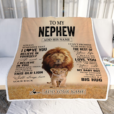 Personalized To My Nephew Gifts Blanket From Uncle Always Remember Lion Gifts For Nephew Birthday Graduation Christmas Customized Fleece Throw Blanket | siriusteestore