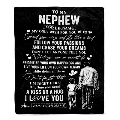 Personalized To My Nephew Gifts Blanket From Uncle My Only Wish For You Nephew Birthday Gifts Graduation Christmas Customized Fleece Throw Blanket | siriusteestore