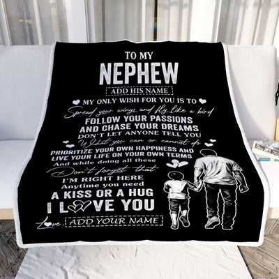 Personalized To My Nephew Gifts Blanket From Uncle My Only Wish For You Nephew Birthday Gifts Graduation Christmas Customized Fleece Throw Blanket | siriusteestore