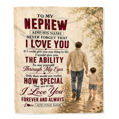 Personalized To My Nephew Gifts Blanket From Uncle Nephew Holding Hands Letter Birthday Gift Graduation Christmas Customized Bed Fleece Throw Blanket | siriusteestore