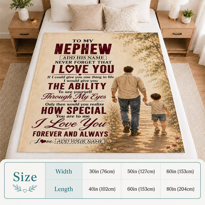 Personalized To My Nephew Gifts Blanket From Uncle Nephew Holding Hands Letter Birthday Gift Graduation Christmas Customized Bed Fleece Throw Blanket | siriusteestore