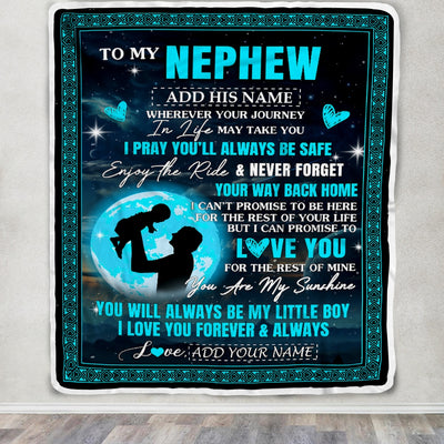 Personalized To My Nephew Gifts Blanket From Uncle Promise To Love You Gifts For Nephew Birthday Graduation Christmas Custom Fleece Throw Blanket | siriusteestore