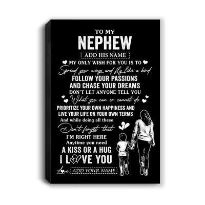 Personalized To My Nephew Gifts Canvas From Aunt Auntie My Only Wish For You Nephew Birthday Gifts Graduation Christmas Custom Wall Art Print Framed Canvas | siriusteestore