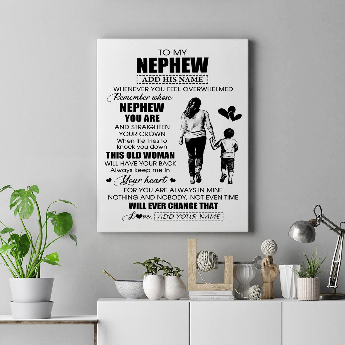 Personalized To My Nephew Gifts Canvas From Aunt Auntie Whenever Woman Unique Birthday Gifts For Nephew Graduation Christmas Custom Wall Art Print Framed Canvas | siriusteestore