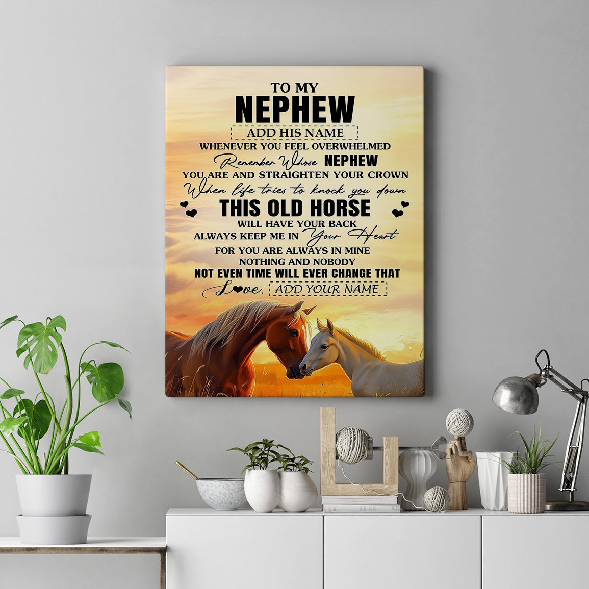 Personalized To My Nephew Gifts Canvas From Aunt Uncle Auntie Whenever Horse Unique Birthday Gifts For Nephew Graduation Christmas Custom Wall Art Print Framed Canvas | siriusteestore