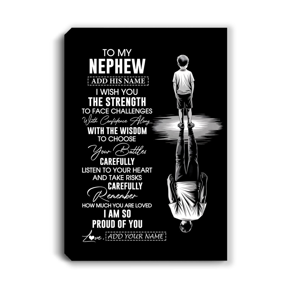 Personalized To My Nephew Gifts Canvas From Aunt Uncle I Wish You The Strength Aunt Nephew Birthday Gifts Christmas Graduation Custom Wall Art Framed Canvas | siriusteestore