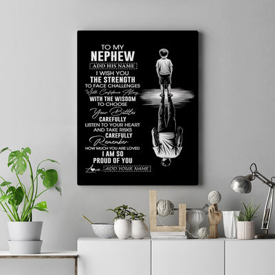 Personalized To My Nephew Gifts Canvas From Aunt Uncle I Wish You The Strength Aunt Nephew Birthday Gifts Christmas Graduation Custom Wall Art Framed Canvas | siriusteestore