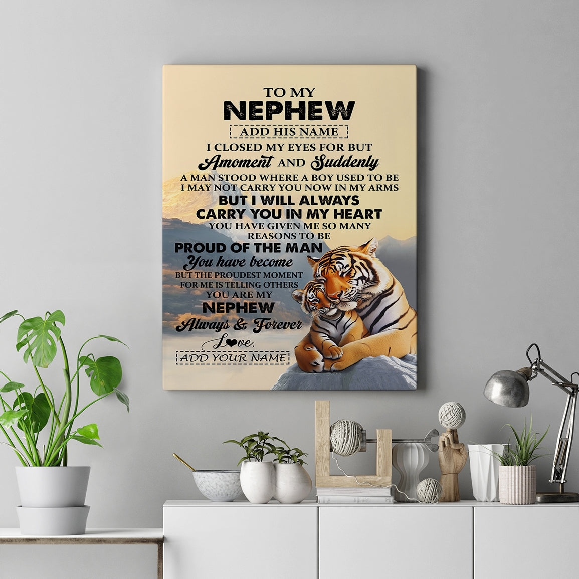 Personalized To My Nephew Gifts Canvas Tiger From Aunt Uncle Auntie You Are My Nephew Birthday Gifts Graduation Christmas Custom Wall Art Framed Canvas Shirt & Hoodie | siriusteestore