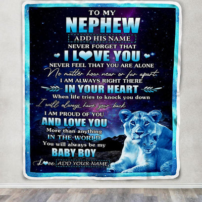 Personalized To My Nephew Gifts From Aunt Auntie Blanket I Love You Lion Birthday Gift Ideas For Nephew Graduation Christmas Customized Fleece Throw Blanket | siriusteestore